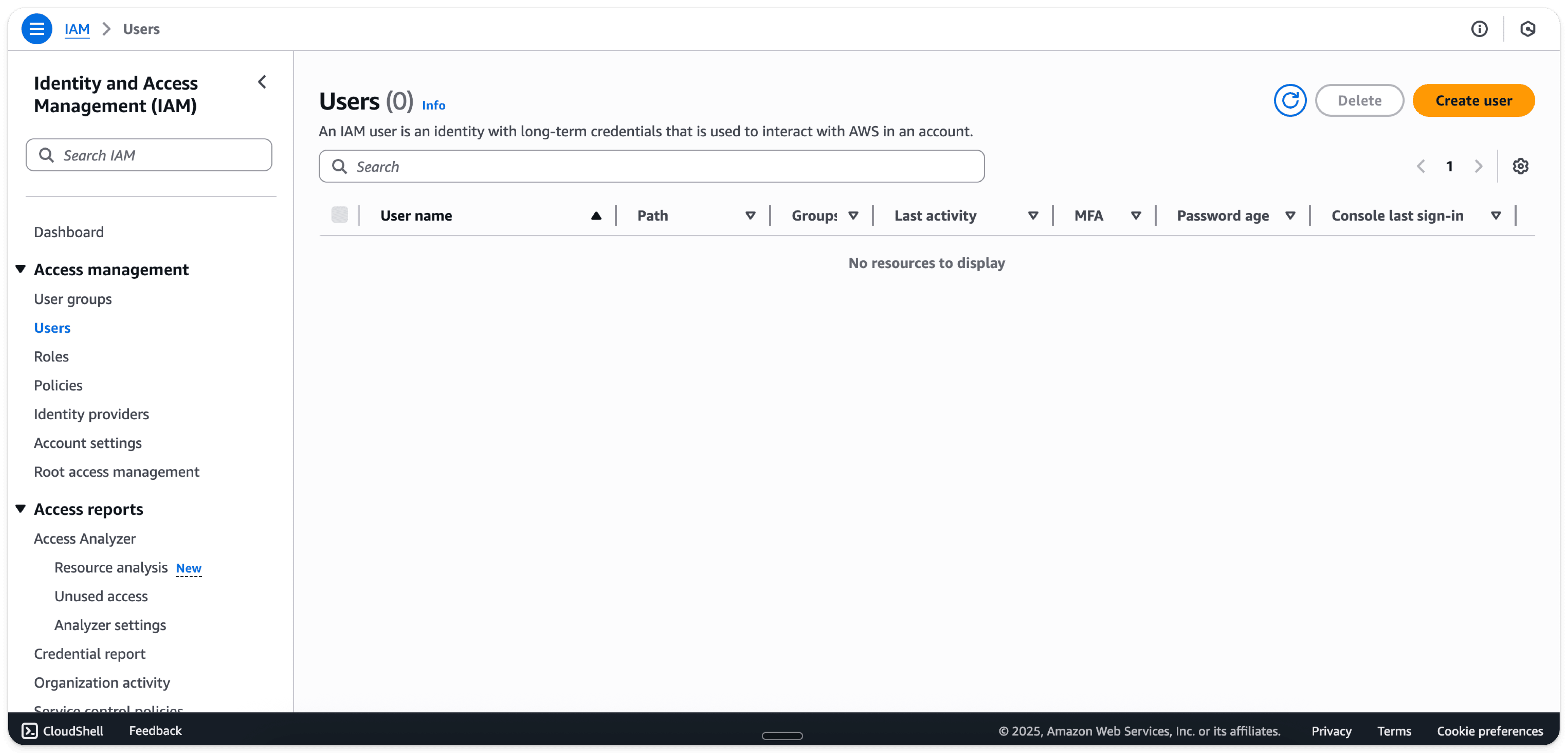 AWS IAM Management Console - Adding a new user