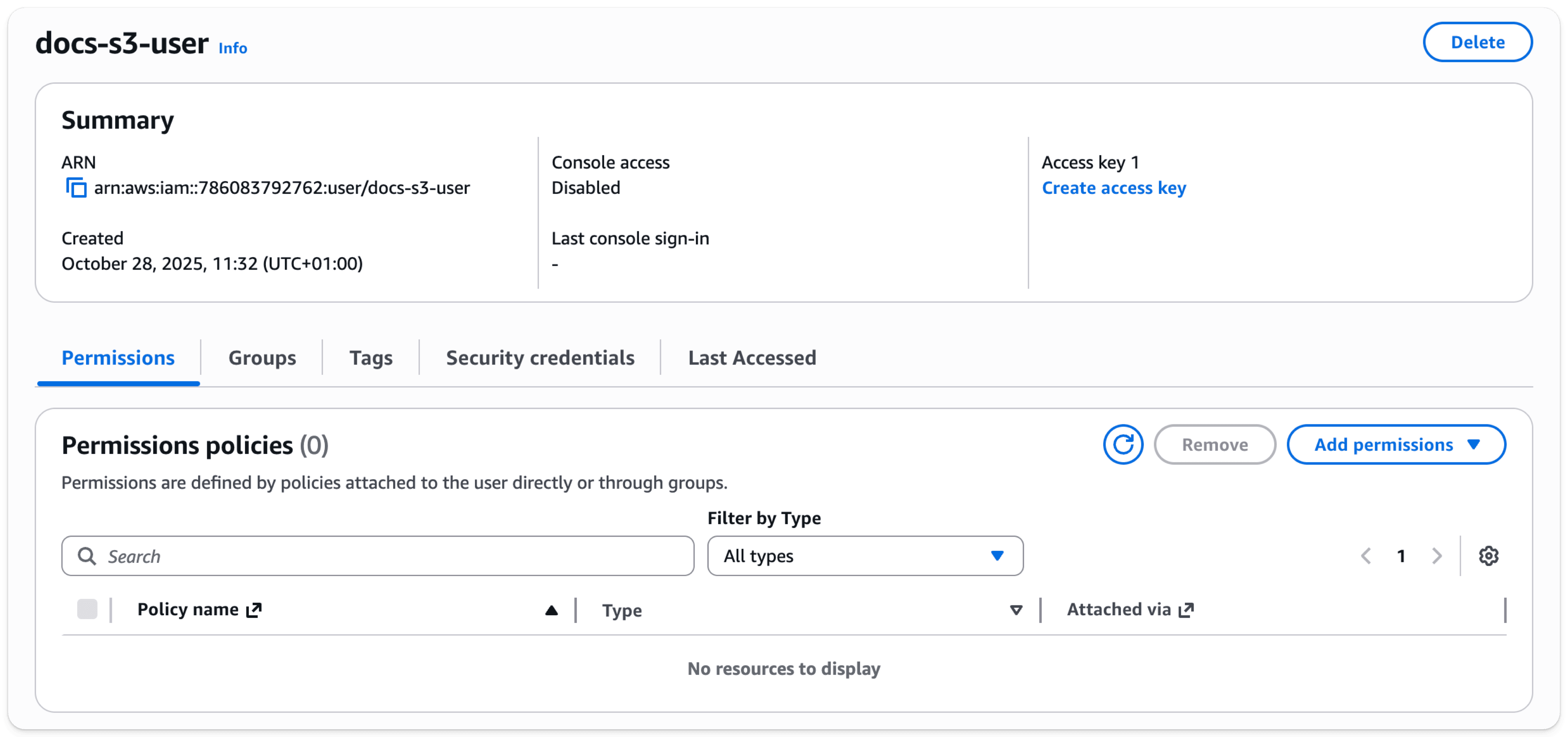 AWS IAM Management Console - Adding a new user
