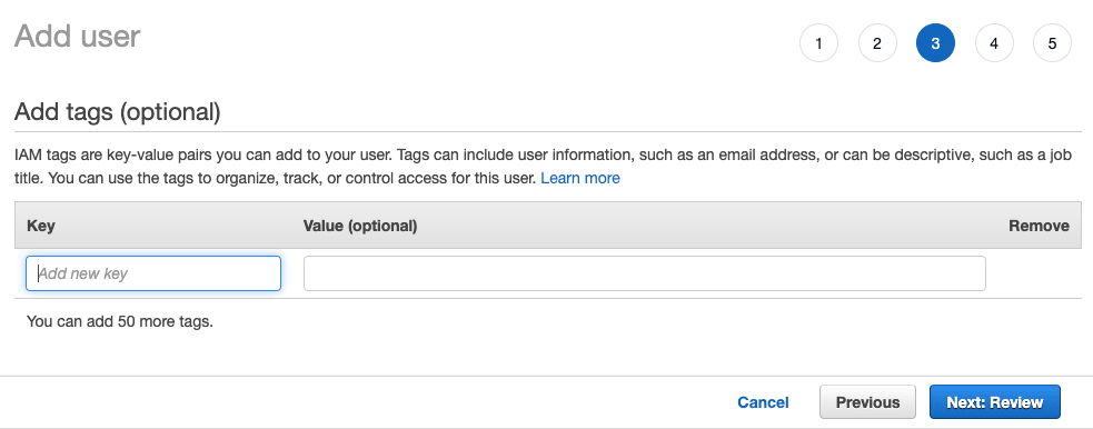 Attribution du tag skipping à l’IAM user