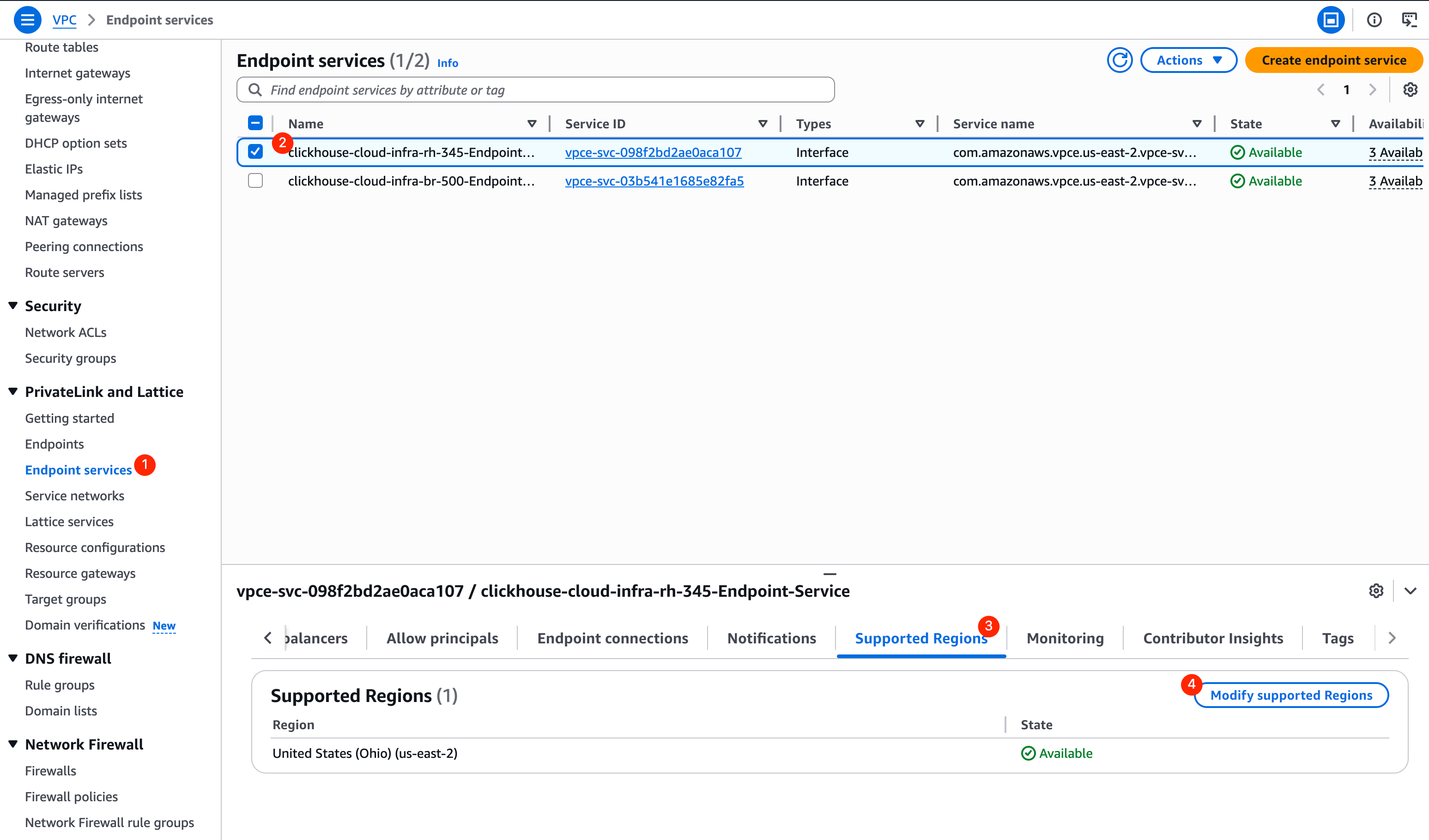 Configuración de endpoints entre regiones de AWS PrivateLink