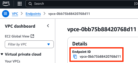 ID del endpoint de VPC