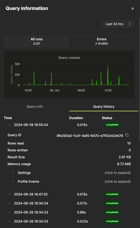 Query Insights UI クエリ情報