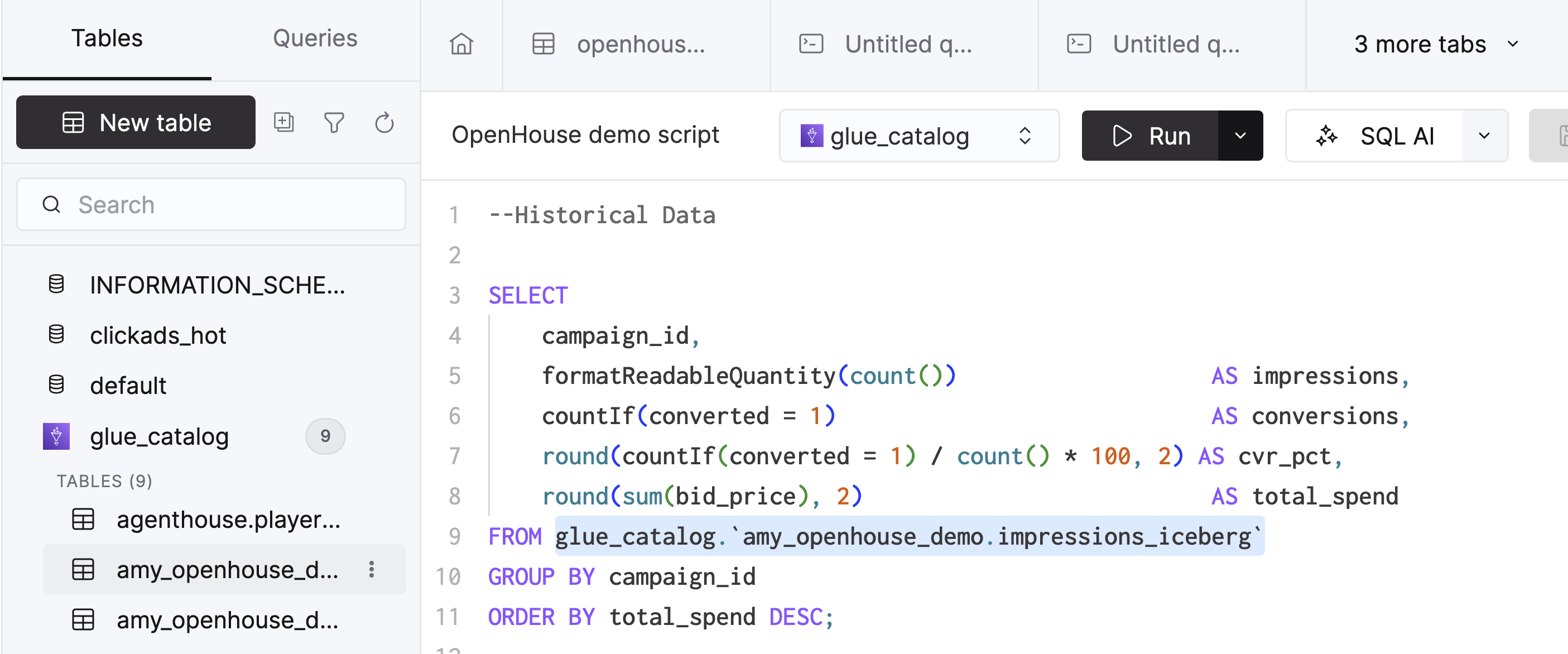 使用反引号引用带点号表名并显示结果的 SQL 查询