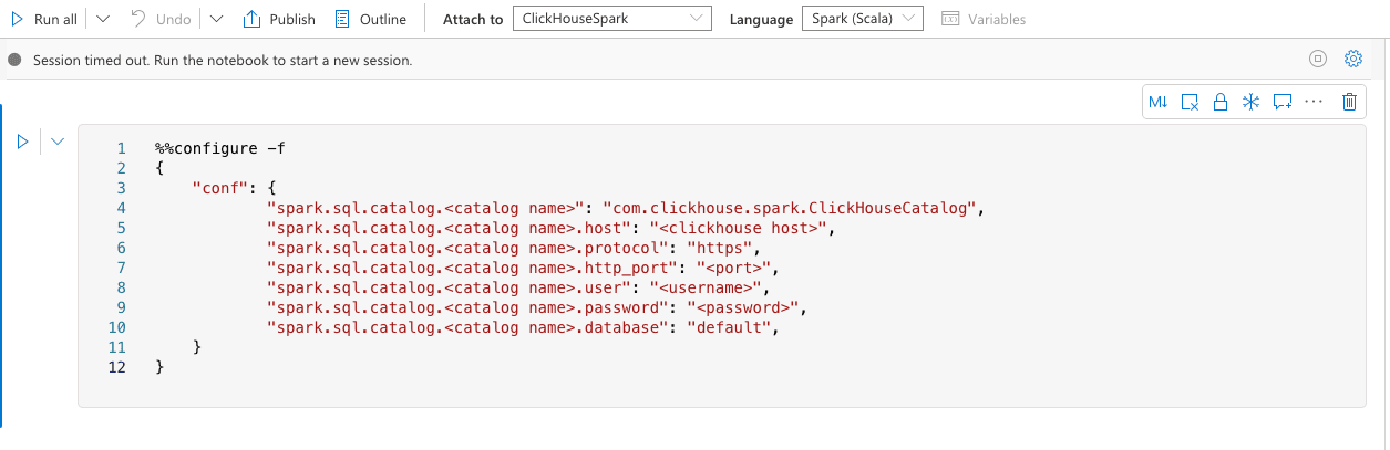 Configuration des paramètres Spark via le notebook