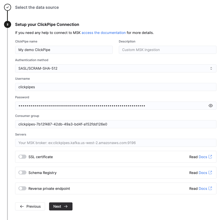 Select reverse private endpoint