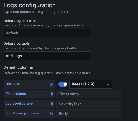 Configuration des logs