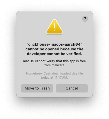 MacOS developer verification error dialog