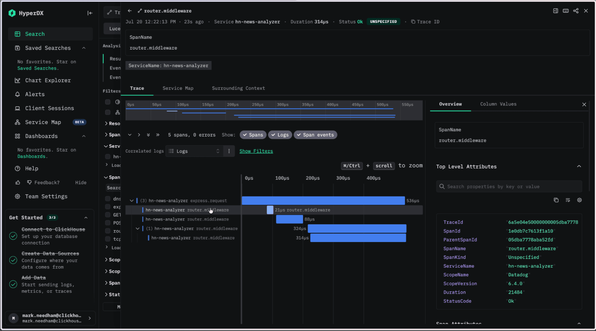 Datadog في ClickStack traces 2
