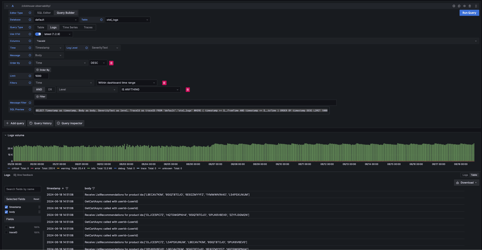 Configuração dos logs do conector