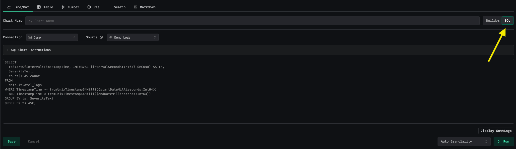 Bouton SQL Editor